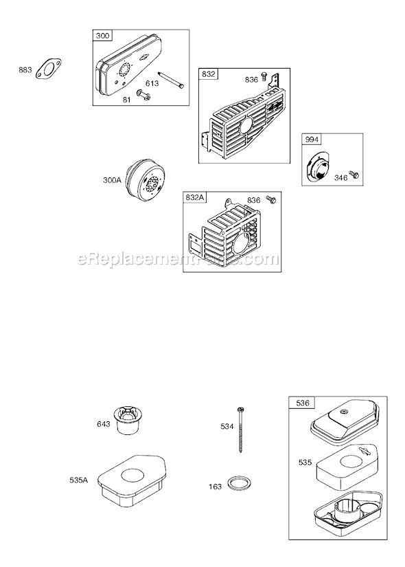 Page E Diagram and Parts List for 9B900SERIES  Briggs and Stratton Engine